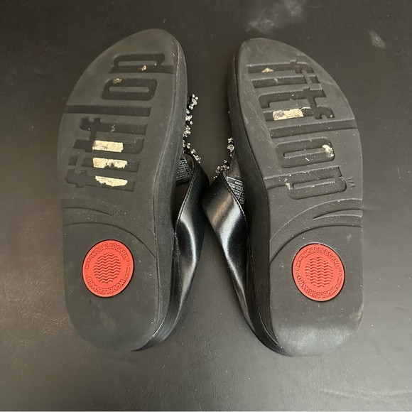 FitFlop Women’s 8 Galaxy Rumba Beaded Thong Sandals Flip flops Black Comfort - Picture 9 of 11